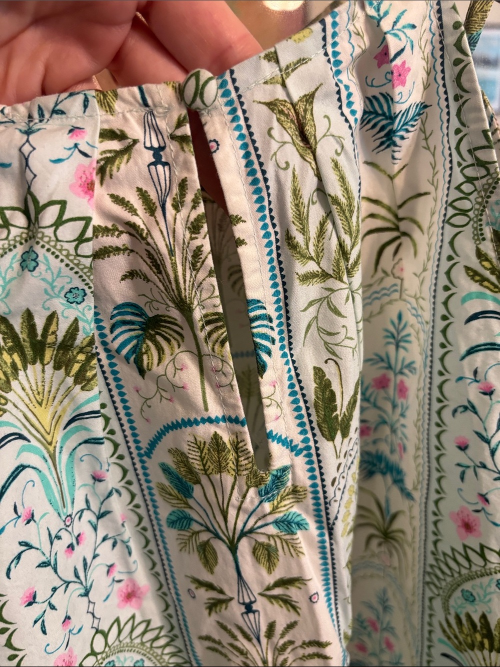 crown & ivy White Halter Tank with Blue, Green, and Pink Floral Stripes - Picture 4 of 7
